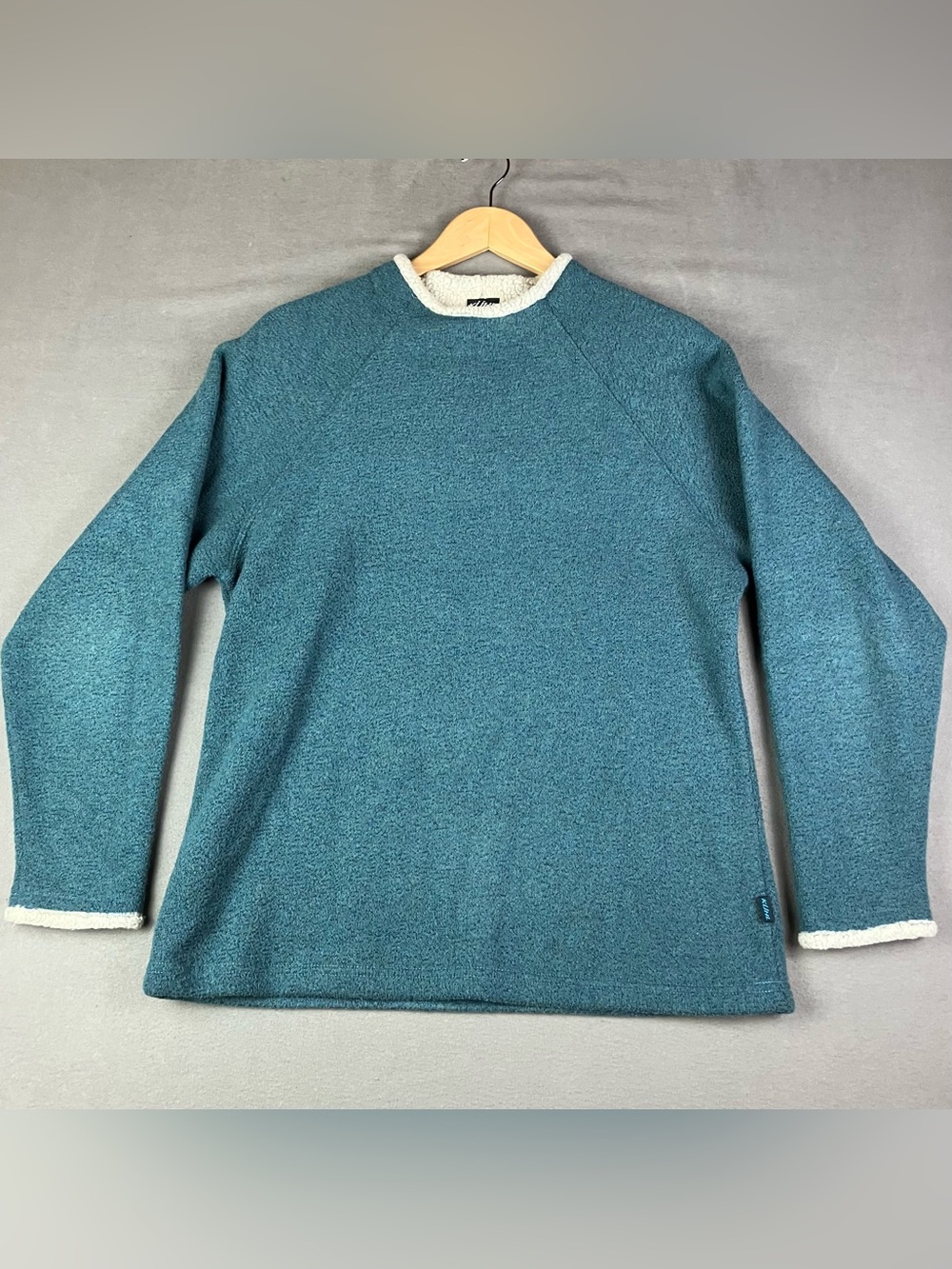 Kuhl Women’s Size M Alfpaca Fleece Sweater Mock Neck Blueish Green Pullover. In